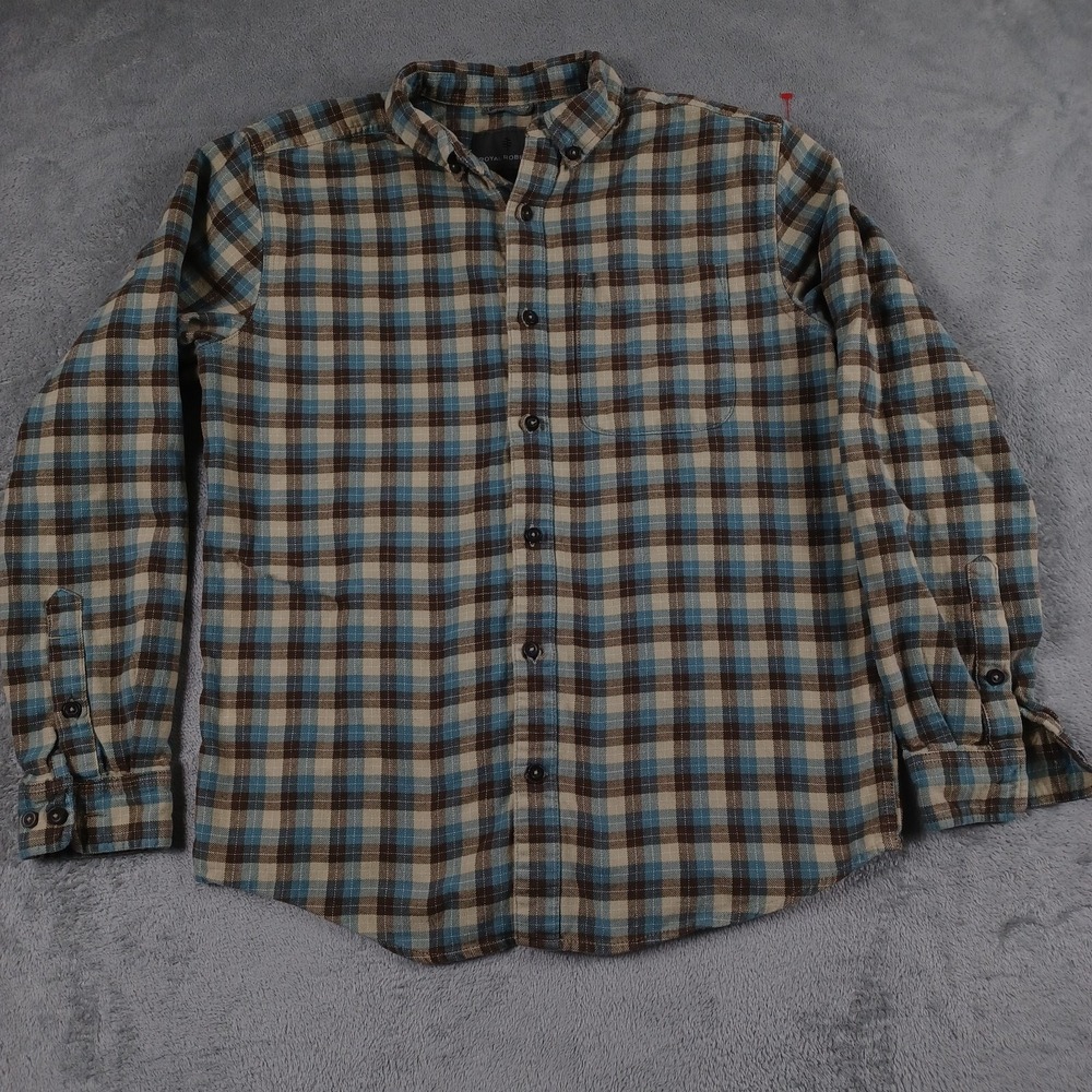 Royal Robbins Shirt Mens Medium Brown Plaid Flannel Outdoor Button Down